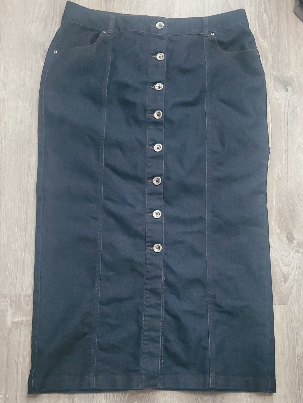 Lane Bryant Dark Blue Denim Button-Front Midi Skirt - Size 18